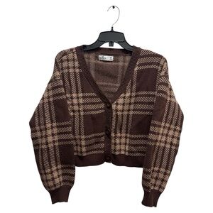 Hollister Brown Cardigan Sweater with Classic Design